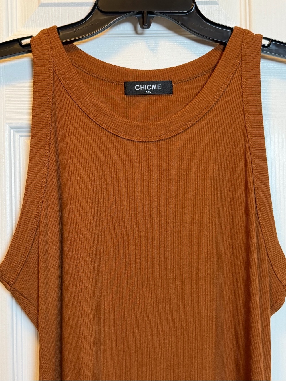 CHICME Brown Ribbed Tank Top XXL Sleeveless Stretch Knit NWOT - Picture 2 of 7